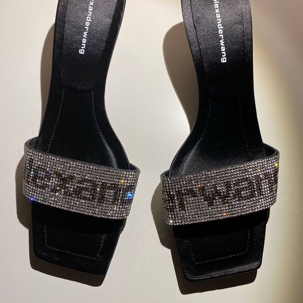 ALEXANDER Wang Jessie crystal logo slides size 39